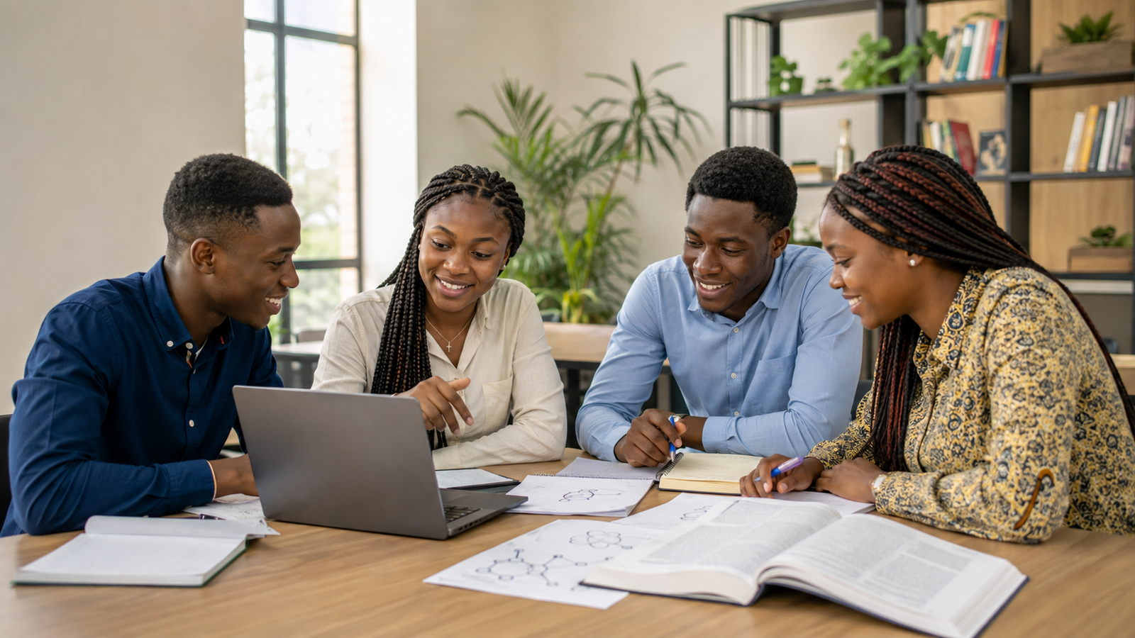 Étudiants de Kinshasa travaillant ensemble